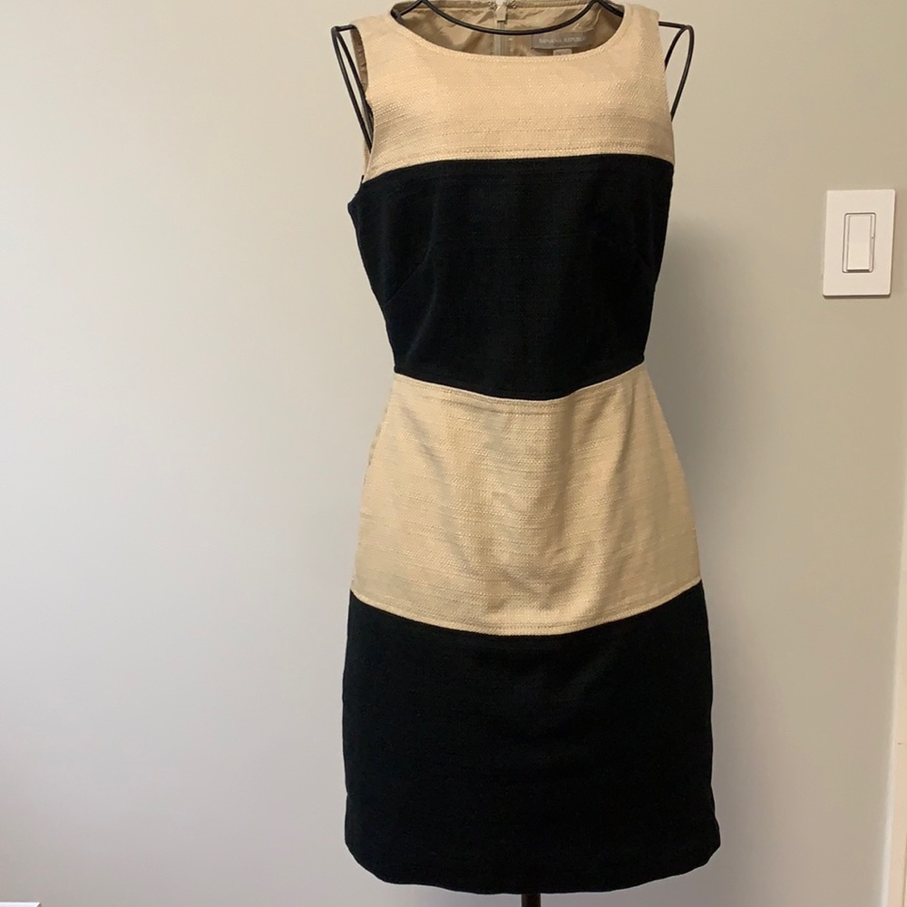 Cotton tan and black dress